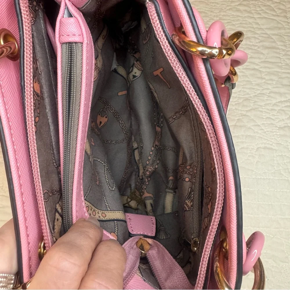 Pink Dainty Handbag with Gold Accent on Handles